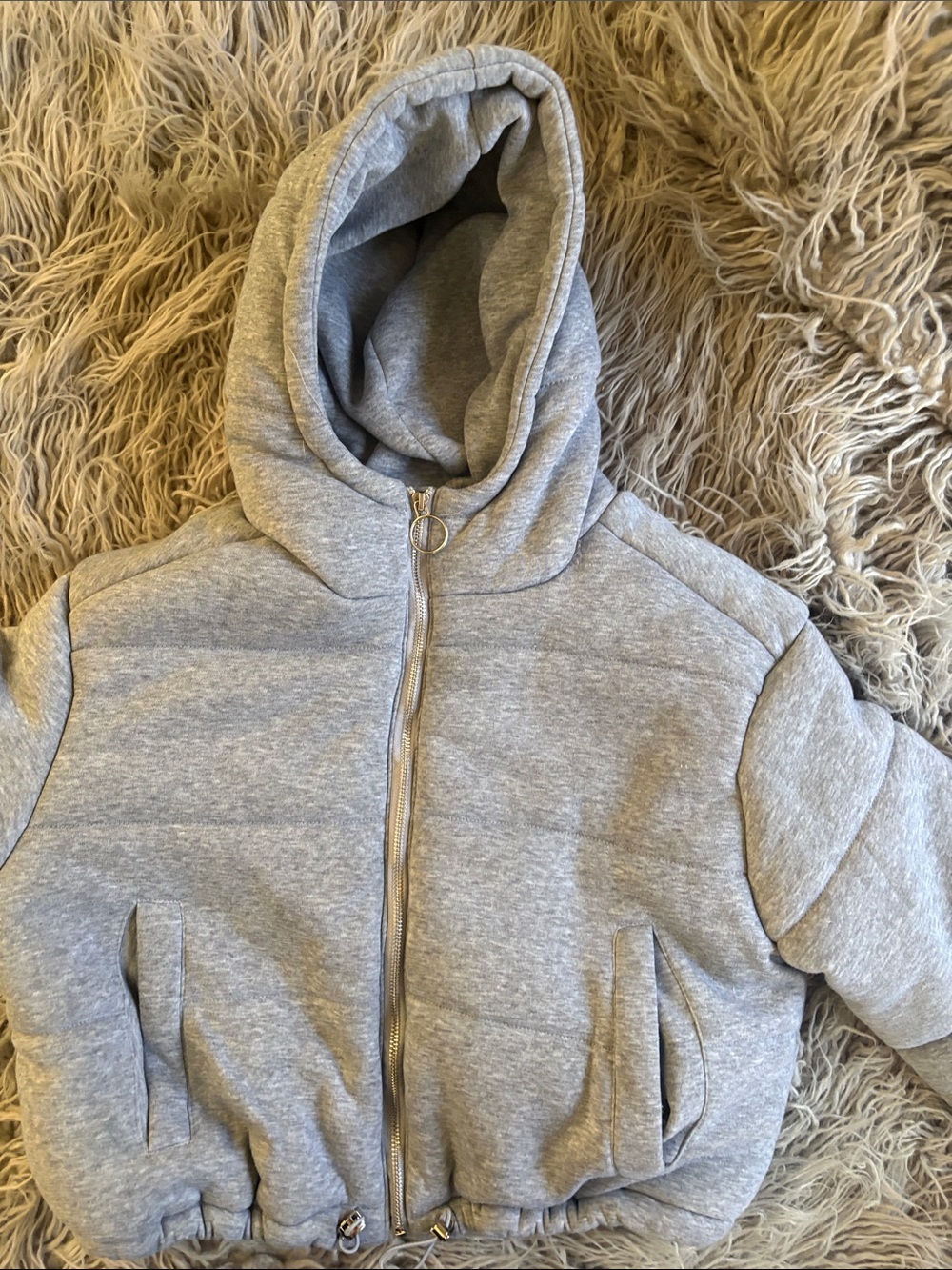 C&C California Kids Light Gray Hooded Puffer Jacket